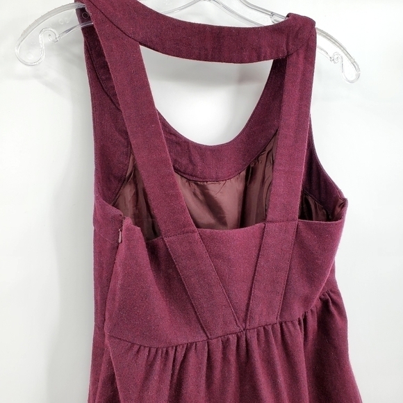 Urban Outfitters Kimchi Blue Wool Blend Burgundy Open Back Dress - Picture 4 of 10